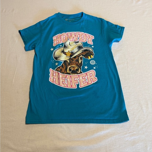 Howdy Heifer Kids Blue T-Shirt Size Small - Picture 1 of 4